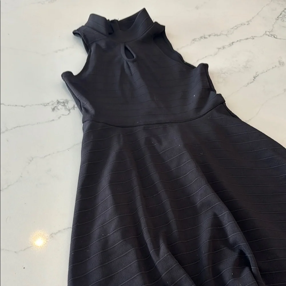 Black Sleeveless Mock Neck A-Line Dress